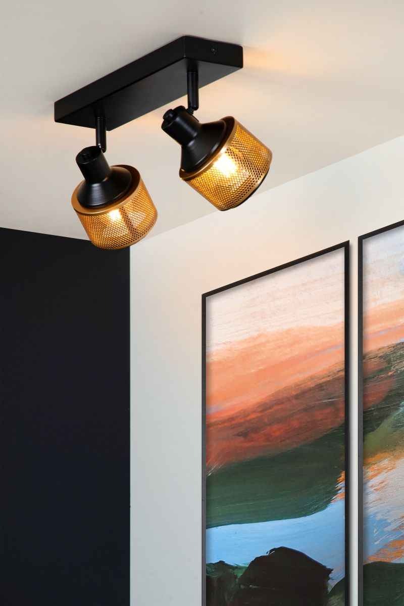 Lucide RAFA - Stropné bodové svietidlo - 2xE14 - Čierne